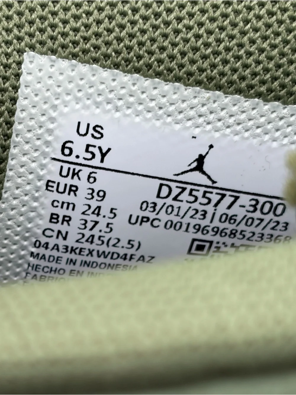 Jordan Youth High-Top Sneakers in Olive Green with Orange Jumpman
